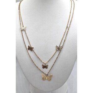 Double Layered Butterfly Chain Necklace